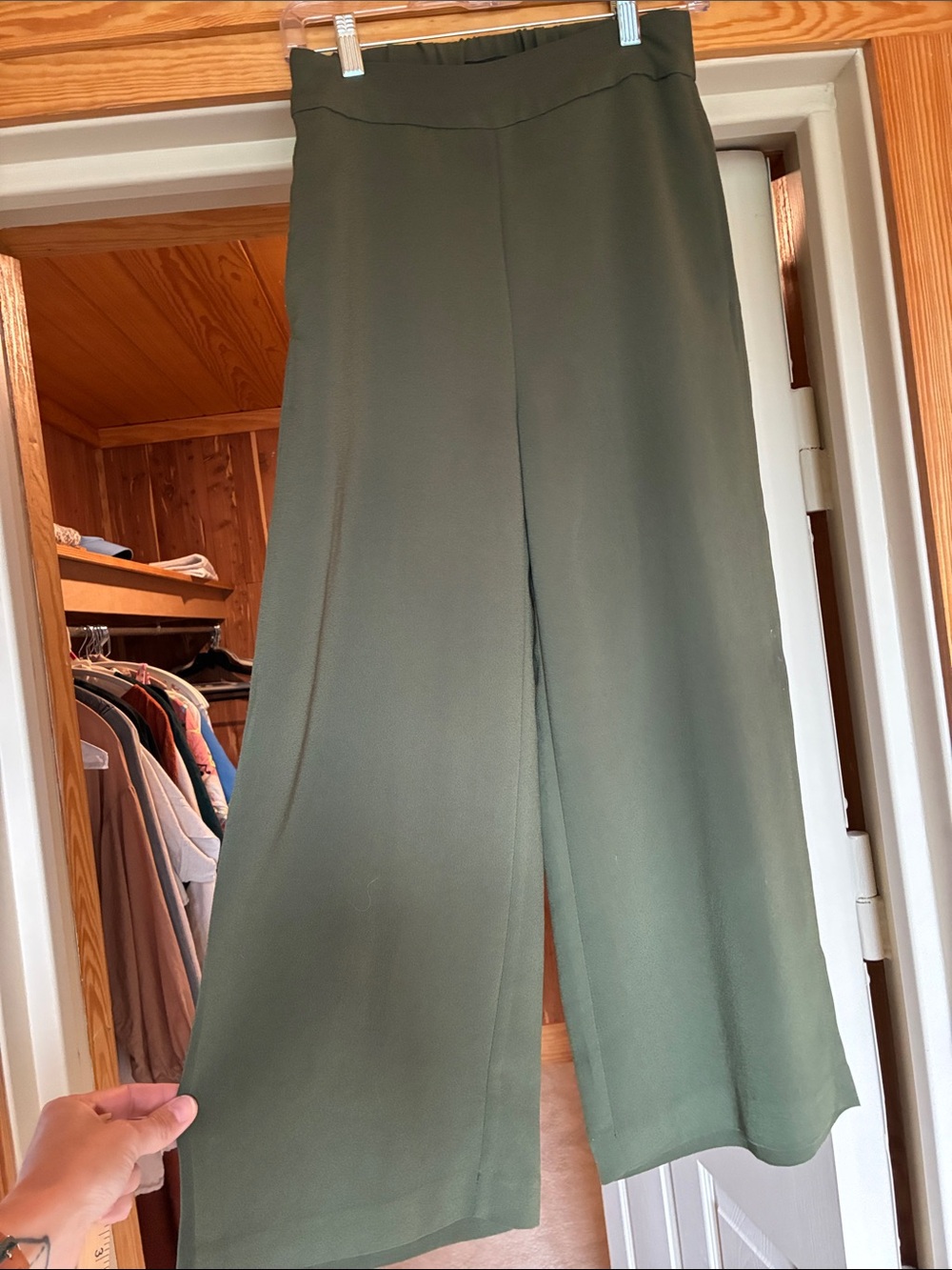 Madewell Women's XS Wide-Leg Cropped Pants High Waist Green Casual